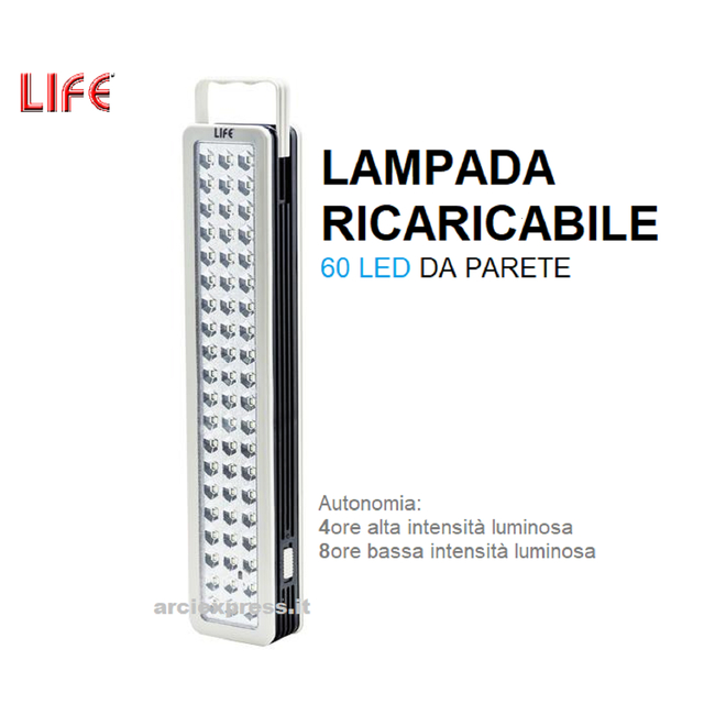 LAMPADA RICARICABILE 60 LED DA PARETE