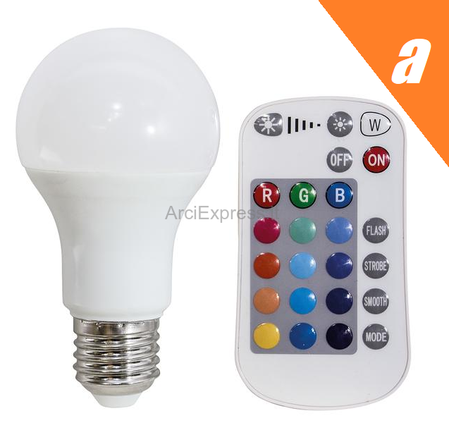 LIFE Kit LAMPADA LED + Telecomando E27 CONSUMO 10W COLORE RGB+ LUCE CALDA  3000K dimmerabile 220V 39.910329RGBW